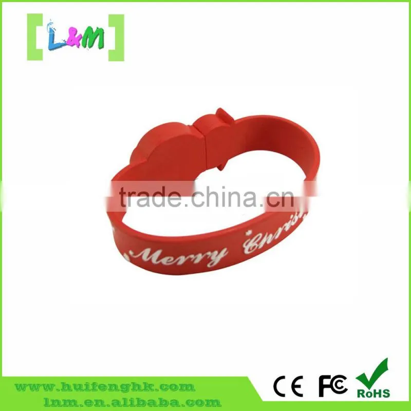 Good Quality usb flash drive silicone bracelet for christmas promotional gift