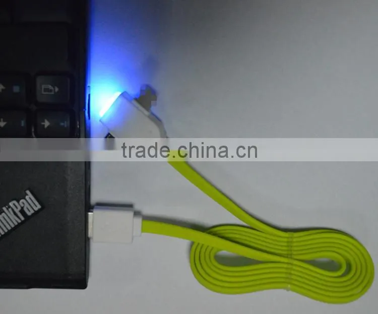 Colorful LED charging usb cable for Mobile phone 2 in 1 usb cable