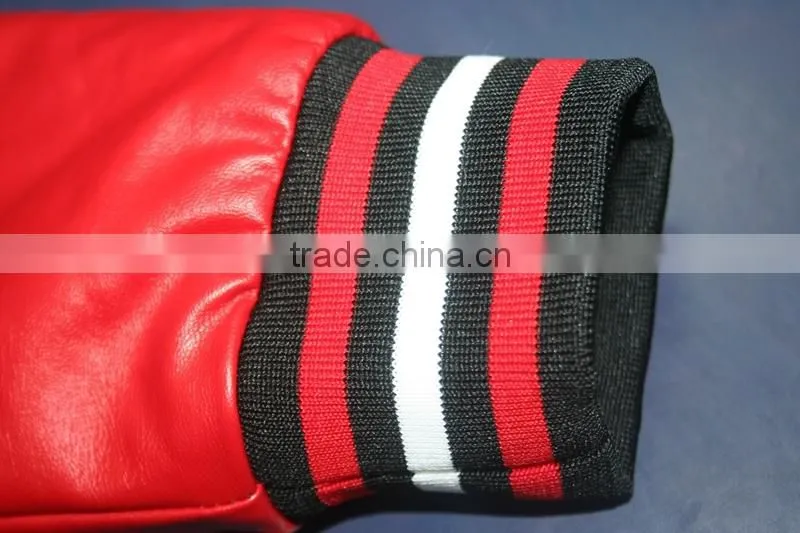 Custom Pleather Sleeves Patch Embroidery Fleece Varsity Jackets With Warm
