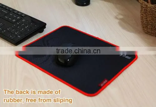 Dark Blue Cloth Surface Rubber Game Mouse Pad With Red Edge For Mouse