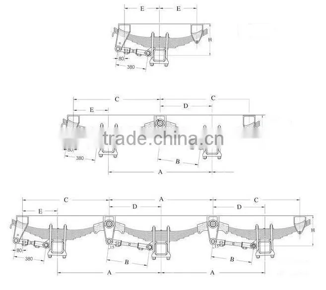 Underslung Trailer Leaf Spring Mechnical Suspension