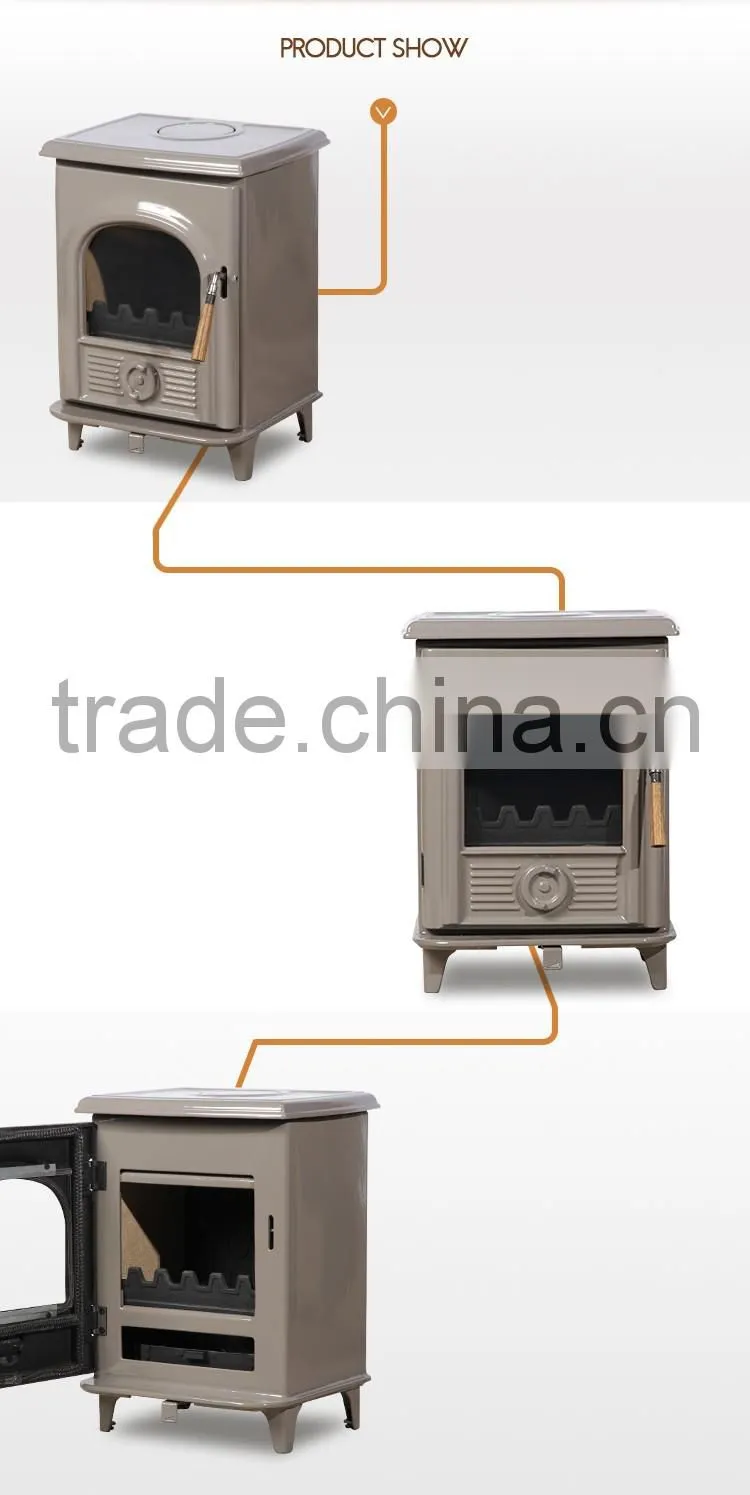 China supplier indoor freestanding enamel fireplace/wood burning stove for 800sq.ft house warming