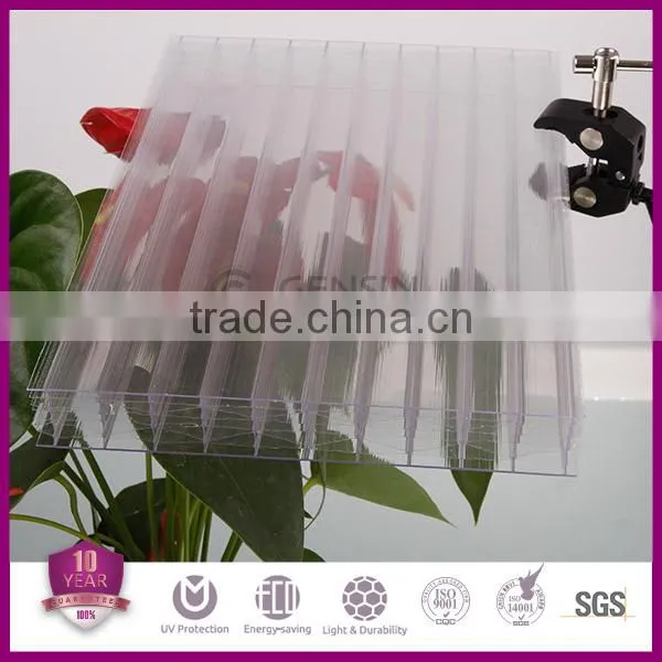 Low U-value 100% Virgin Raw PC Resin 80 Micron UV Coating 38mm Thickness 8-wall Diamond Structure Polycarbonate Sheet Multiwall