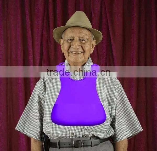 adult patient silicone bib apron vomit puke holder easy clean soft food grade