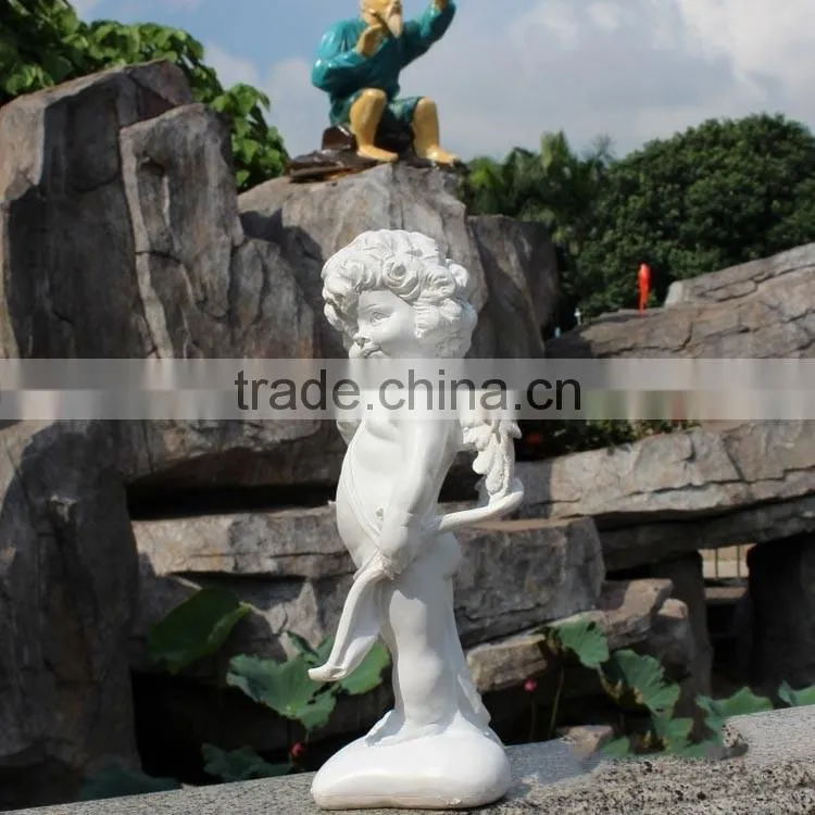 Popular white fiberglass resin cute angel statue table decoration