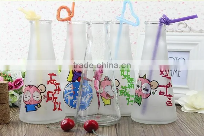 250ml Frosted glass bottle frosted juice glass bottle frosted milk glass bottle with cork lid