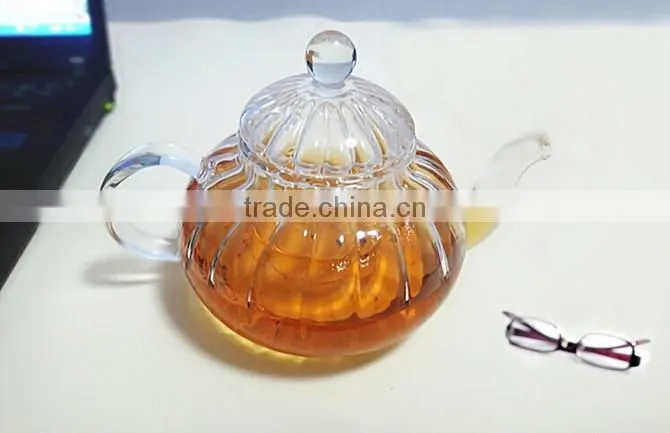 Haonai wholesale FDA embossed clear glass tea set