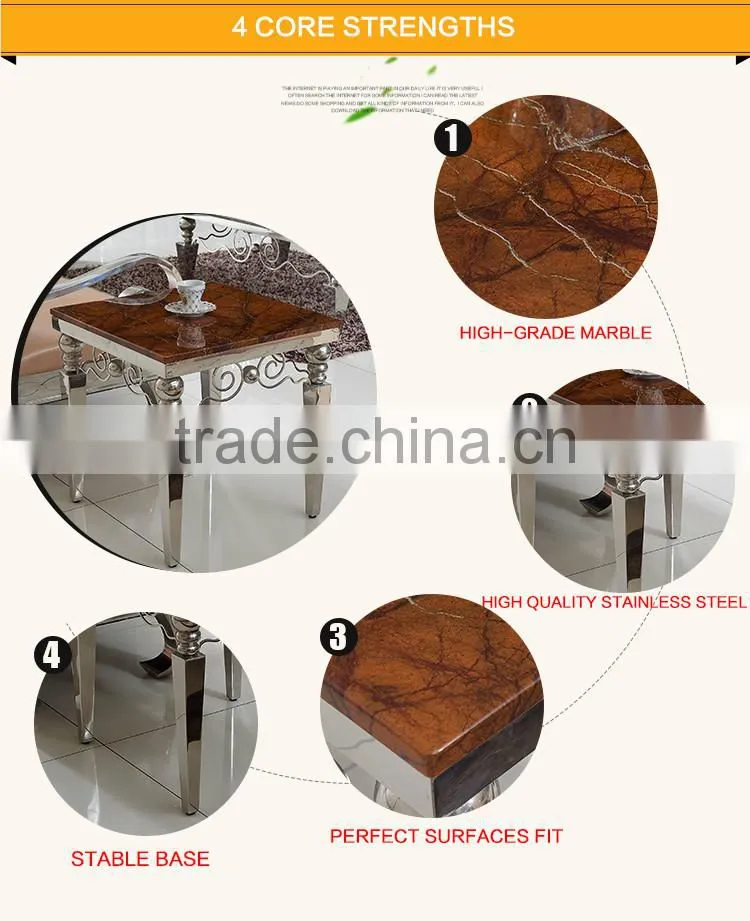D398 Modern Living Room Furniture Stainless Steel Marble Side Table
