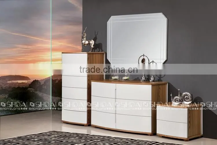 Queen Size Simple Design Wooden Bed Room Furniture With Four Drawers