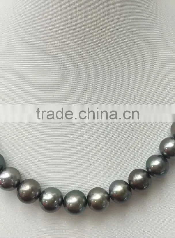 AA 10-11mm colorful South Sea Pearl with 14K Gold clasp necklace
