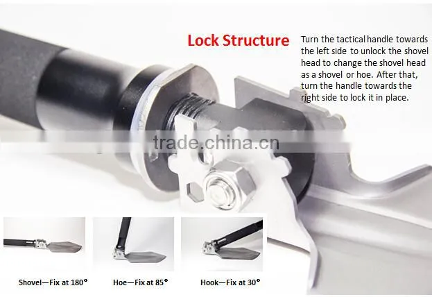 High-quality Multi-use Outdoor Sport Gear with Shovel Hoe Knife Hook Fire Starter