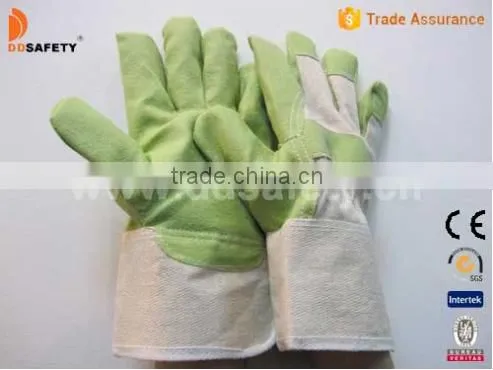 Green PVC Gloves With Stripe Back Working Gloves