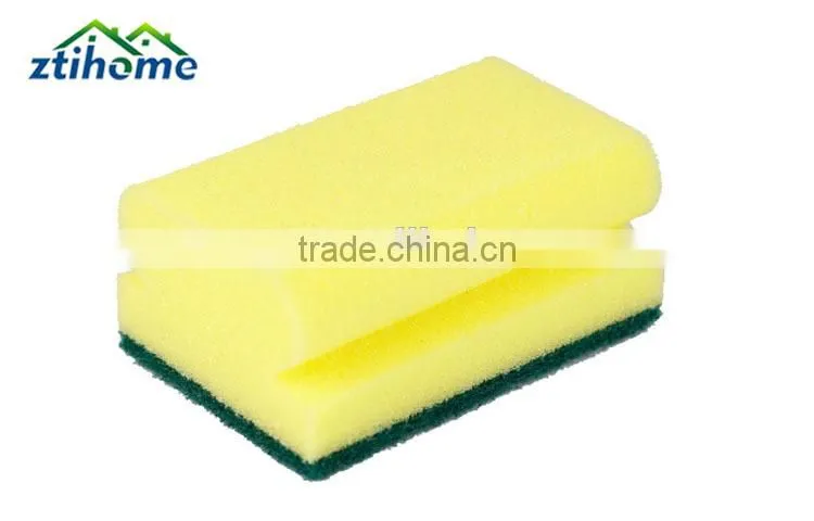 Comfortable Hand Holding Grooved shape utility cleaning sponge with scouring pad