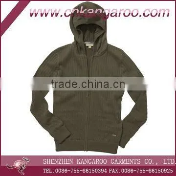 Mens Wool/acrylic Knitted Hoodie Sweater