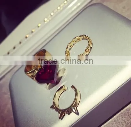 wholesale fashion jewelry exquisite heart finger ring set midi ring set