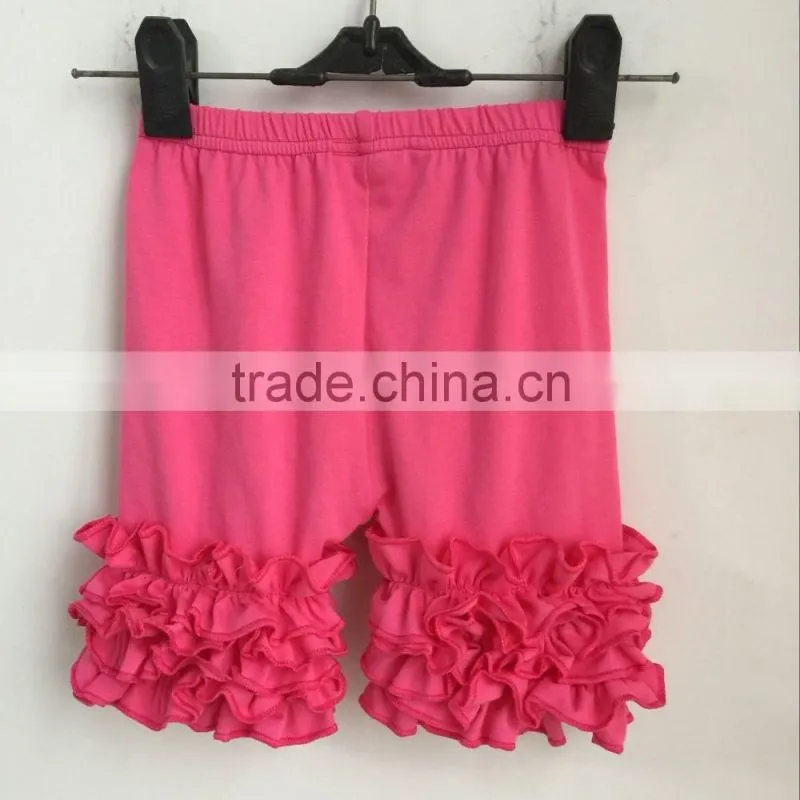 2016 boutique baby girl triple ruffles shorts baby cotton ruffle shorts baby soild color shorts