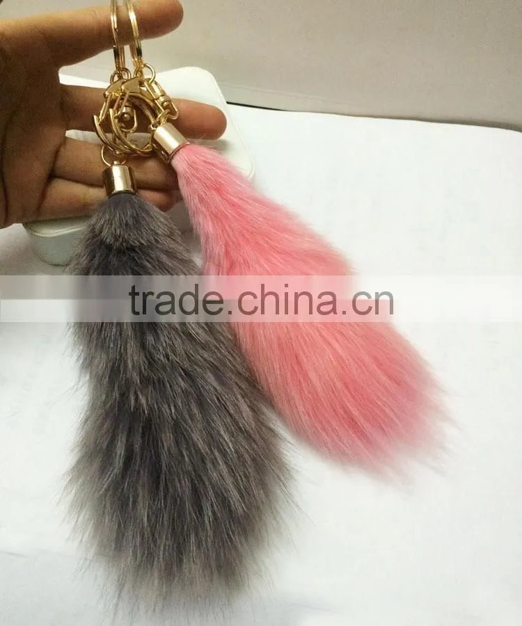 Fashion handbag accessories fox fur tail keychain