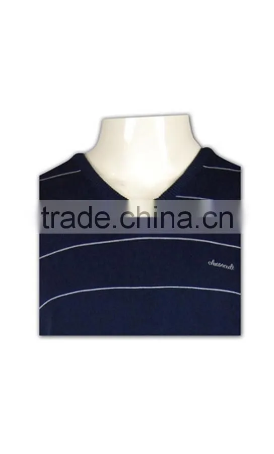 ISO9001/BSCI Manufature embroidery navy blue sleeveless striped sweater vest