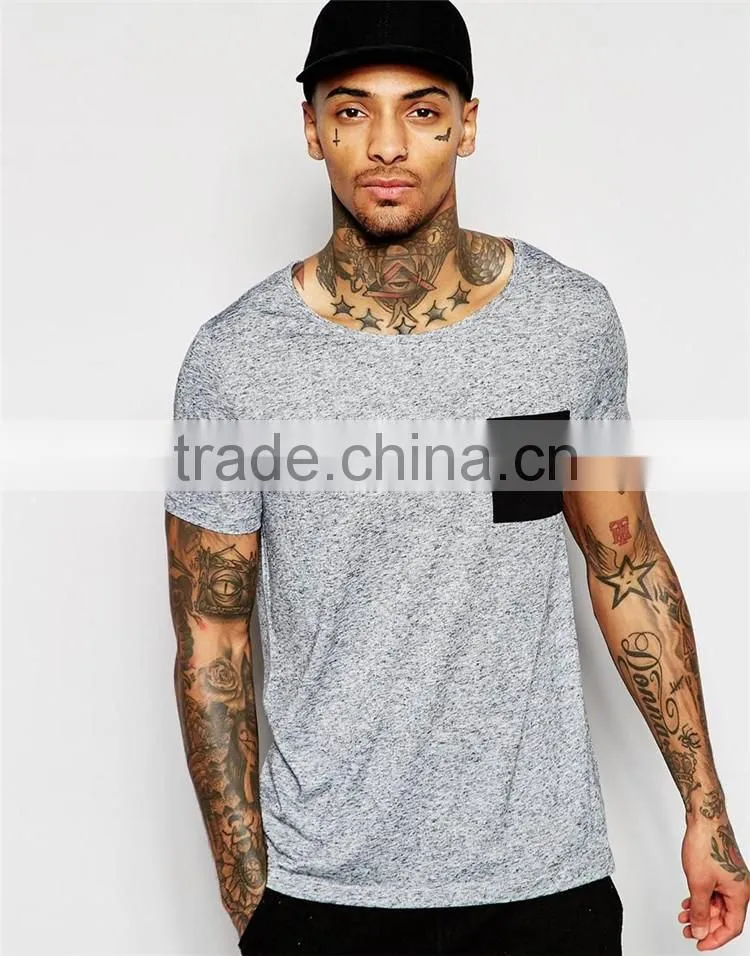 Guangzhou Shandao Factory 160g 100% Cotton O-Neck with Pocket Casual Summer Short Sleeve T Shirt Design