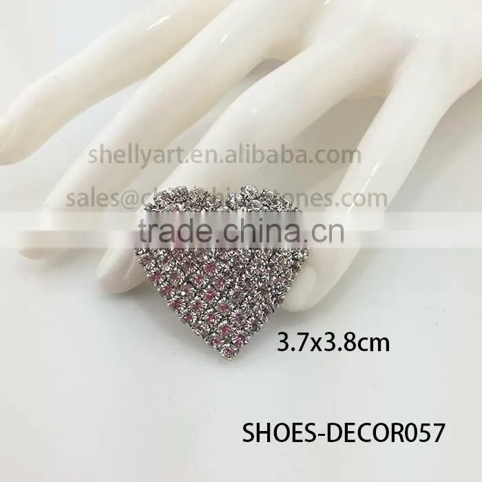 Bling Heart Shape Rhinestone Clips for Shoes
