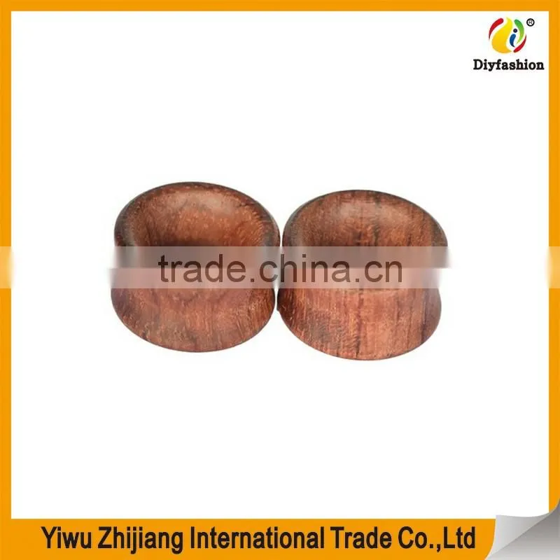 Longbeauty Pair Vintage Brown Natural Wood Hollow Tunnels Ear Plugs Stretcher Gauges