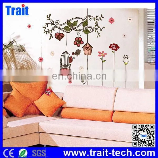 Cute Birdcage Flowers Pattern DIY Removable PVC Decals Wall Stickers for Children Room