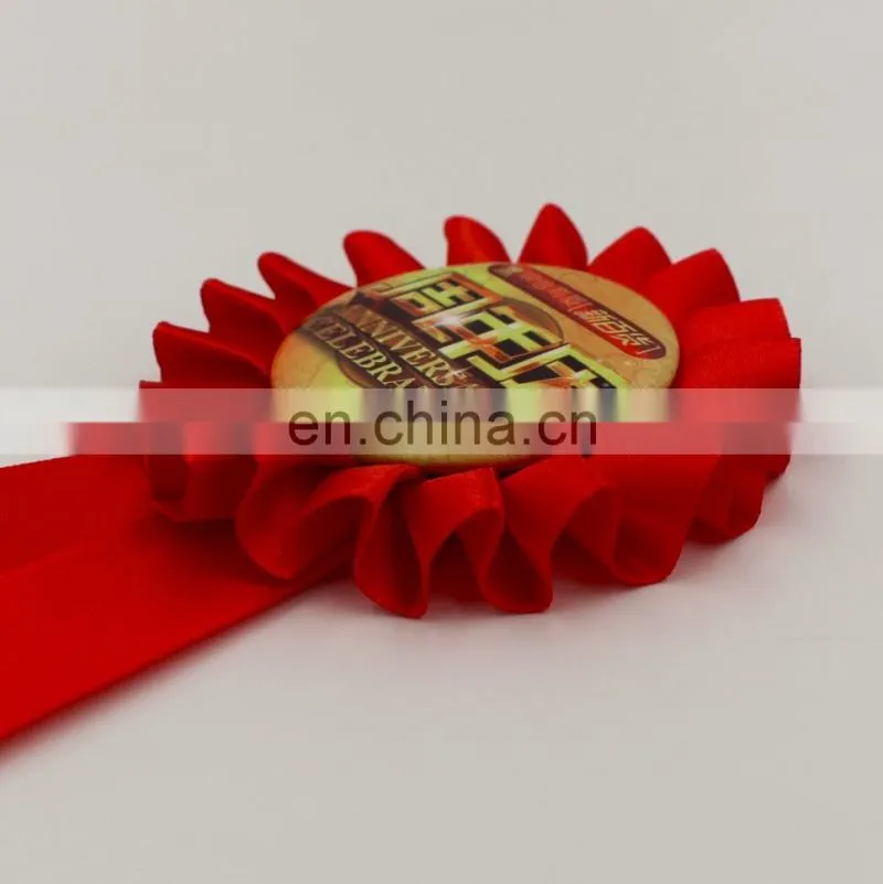 wholesale handmade round woved satin award ribbon rosette for festival celebration