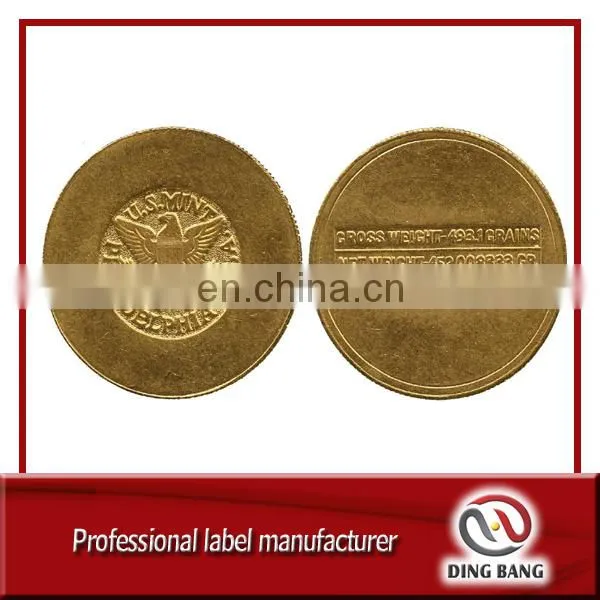 DB high quality plastic gold coin for sale