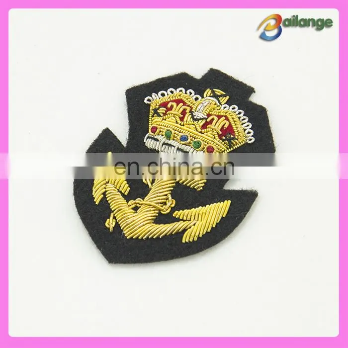 fashion bullion wire garment military embroidery patches badge for blazer