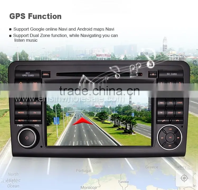 Erisin ES2511B 7" Auto Radio 2 Din Car DVD GPS with Android 4.4.4 Canbus for Mercedes X164