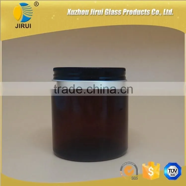 Amber Glass Cosmetic Cream Jar With Lid