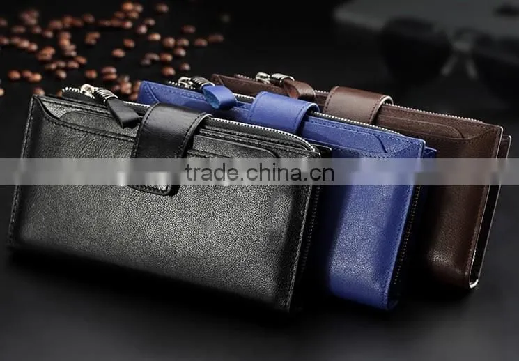 high capacity genuine leather men's wallet with many card slots, wholsale rfd leather wallet for men