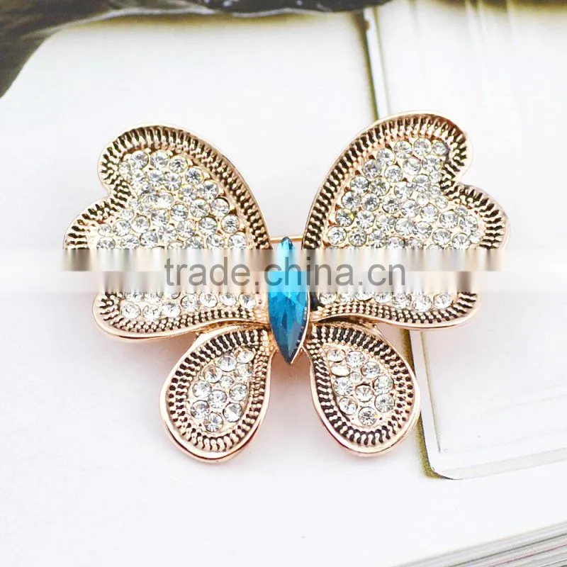 China wholesale cheap fashion butterfly rhinestone brooch popular brooch for women