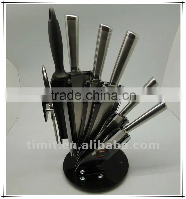 8pcs stainless steel solid handle good quality with block kitchen knife
