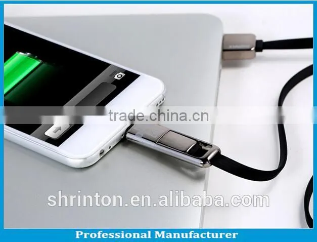 2 in 1 usb data cable, for iphone and samsung 2 in 1 usb charger cable