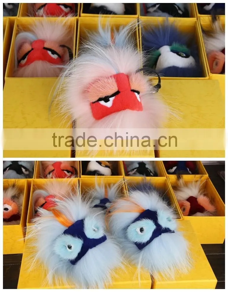 New Arrival Bag Phone Carkey Ornaments Monster Style Real Racoon Fur Leather Key Rings
