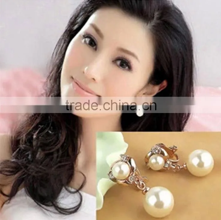 Crystal Rhinestone Pearl Dangle Earrings Pearl Bridal Earrings Elegant Pearl Bridal Earrings