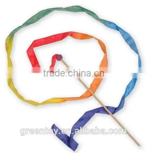 wooden toy Long Vibrant Silk Streamer, in Rainbow