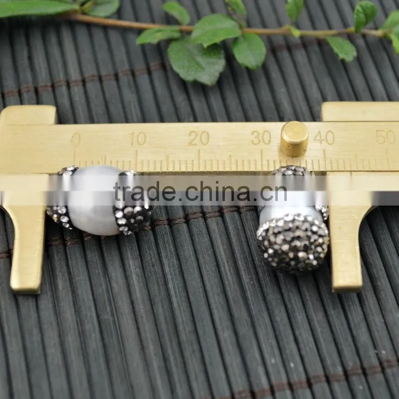 LFD-006B New Druzy Pearl Pave Rhinestone Connectors Spacer Beads Jewelry Finding