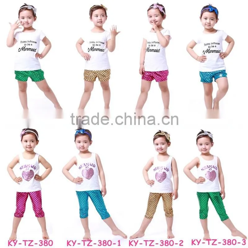 Mermaid Children Summer Boutique Girls Outfits Clothing Sets