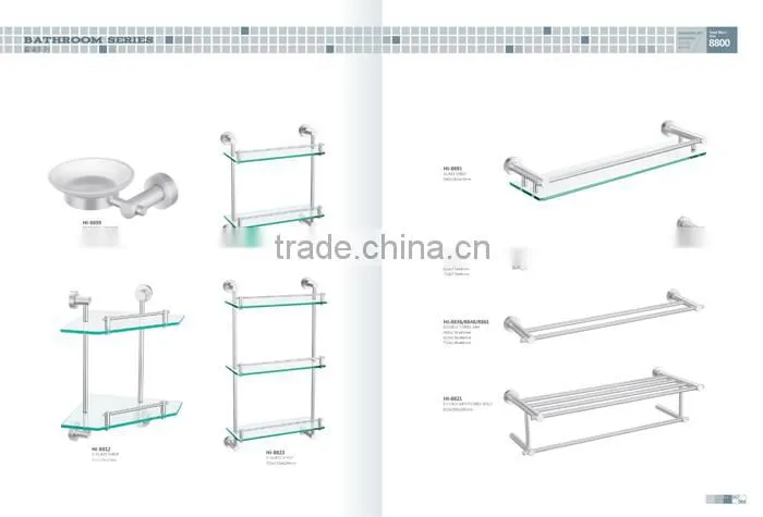 aluminum dual tier corner glass shelf