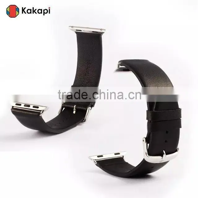 Kakapi One Buckle Smooth Leather Watch Band Wrist Strap With Watchband Converter For 42MM Apple Watch MT-3911