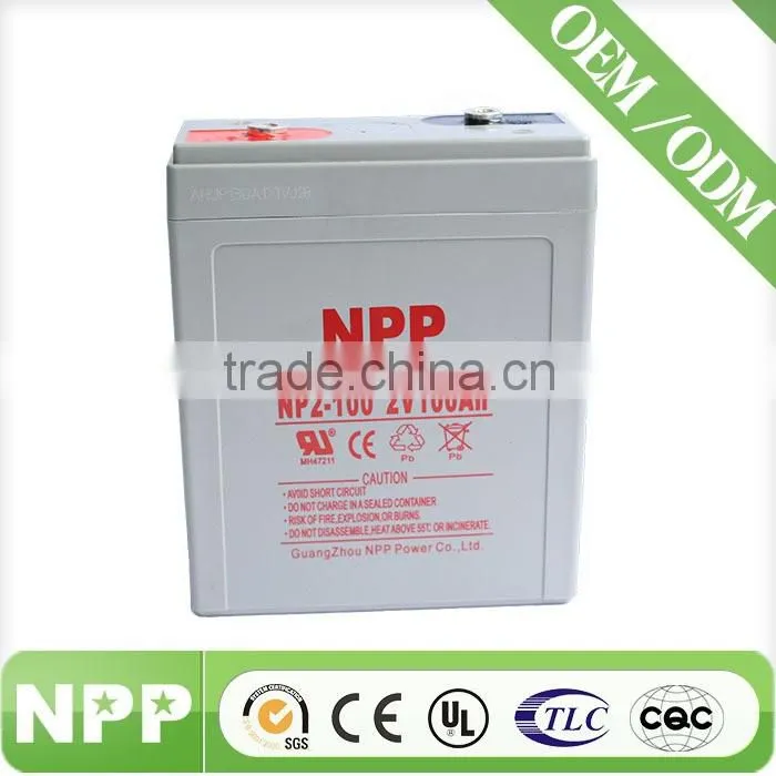 2V100AH made in China NPP Lead Acid battery for solar/UPS