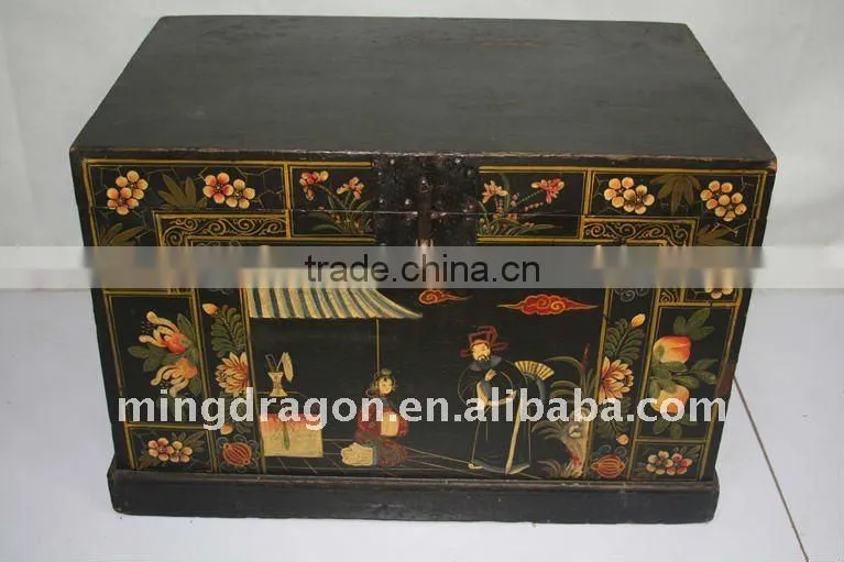 chinese antique painted wooden box/trunk