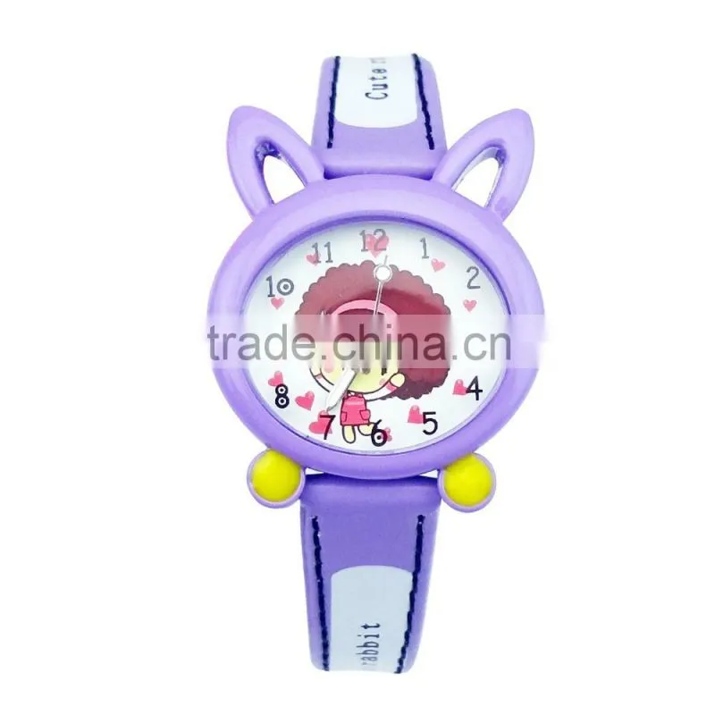 Cute stylish cat face girls watch custom pattern children watch