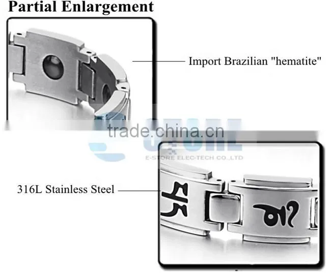 Fashion New 6 Words Titanium Germanium Magnetic Bracelet Energy Balance Bracelet For Men