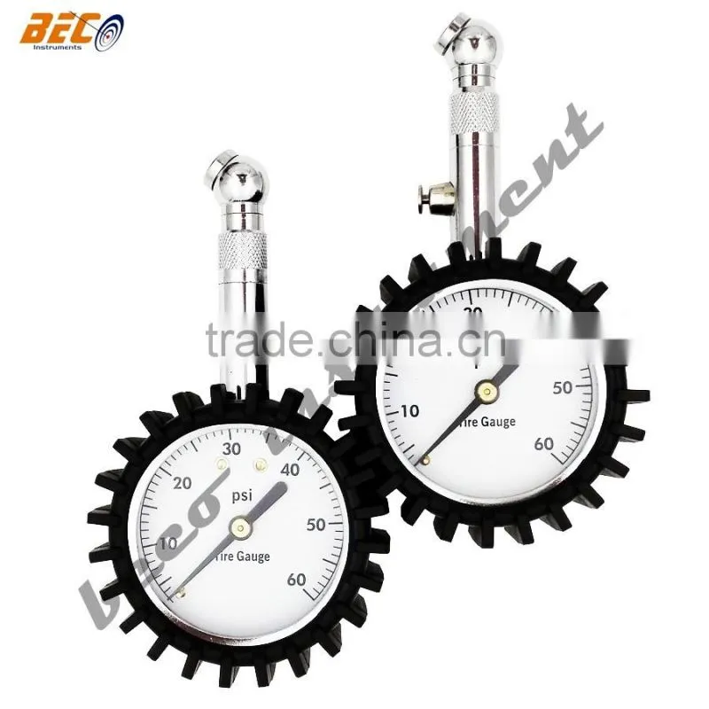 BECO 2" tire pressure gauge 360 degree swivel chuck for SUV, truck etc. Samples ready