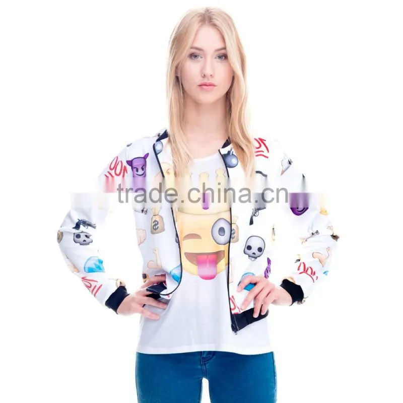 3D emoji printing hot fashion girl emoji bomber-jacket little moq to custom