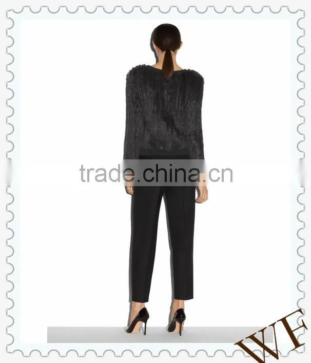 Alibaba China wholesale Lady Autumn Fashion Design Knitted Black Rabbit Fur Sweater,OEM ONLY!