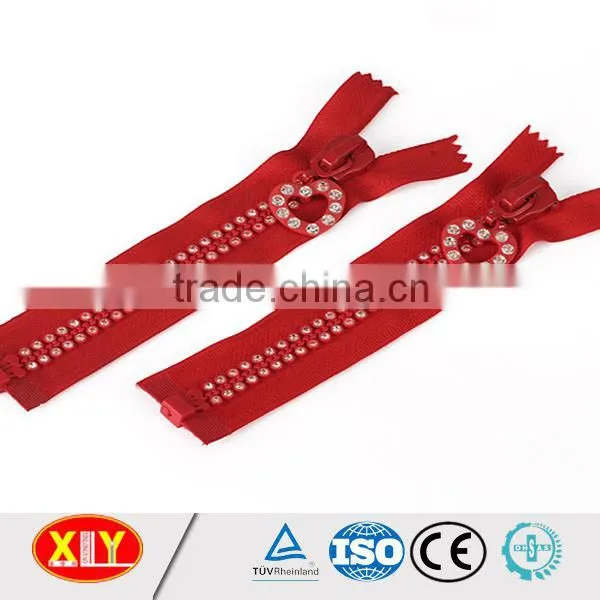 China XLY zipper #5 close end single stone diamond zipper
